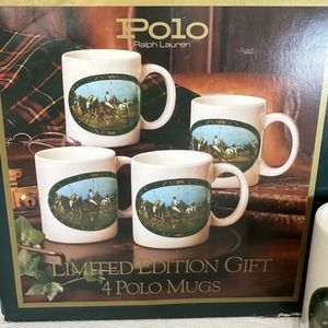 Polo Ralph Lauren Set Of 4 Mugs Gift Box Vintage